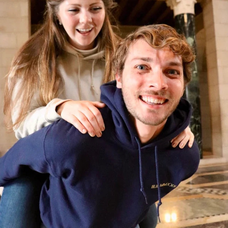 BondEssence Premium Couple Hoodie | Customized Romantic Sweatshirt with Roman Date