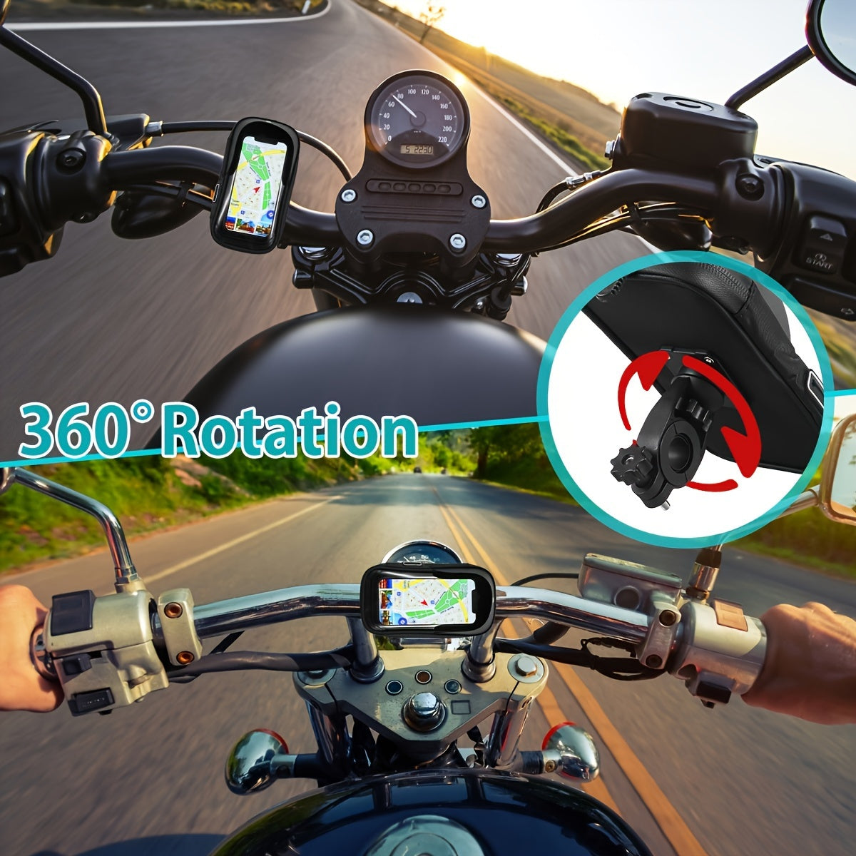 Waterproof Bicycle and Motor Phone Holder – Handlebar Bag with 360° Rotation Option