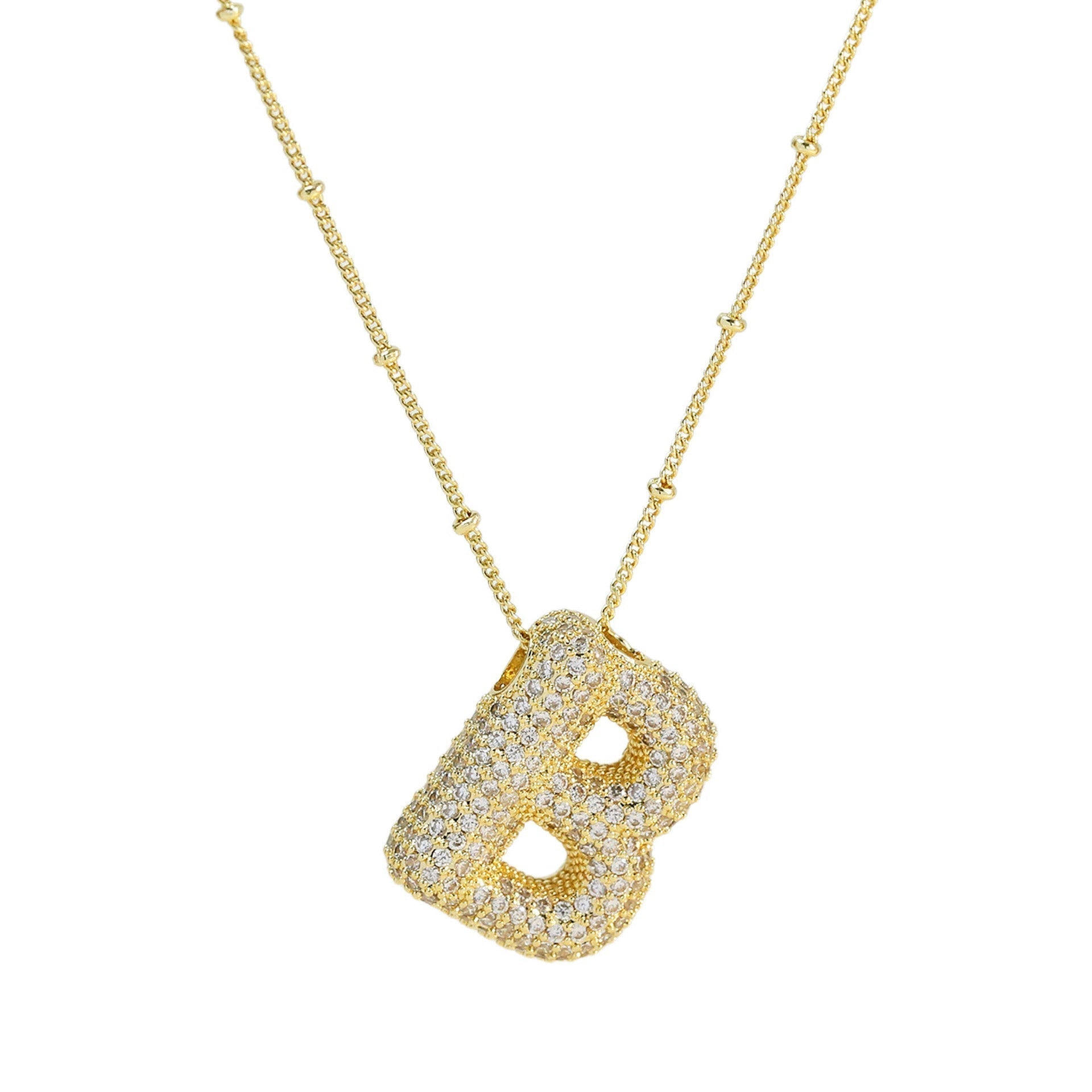 Ladies' Necklace – Initial Pendant – Sparkling Stones – Refined Chain Necklace – Statement Jewellery