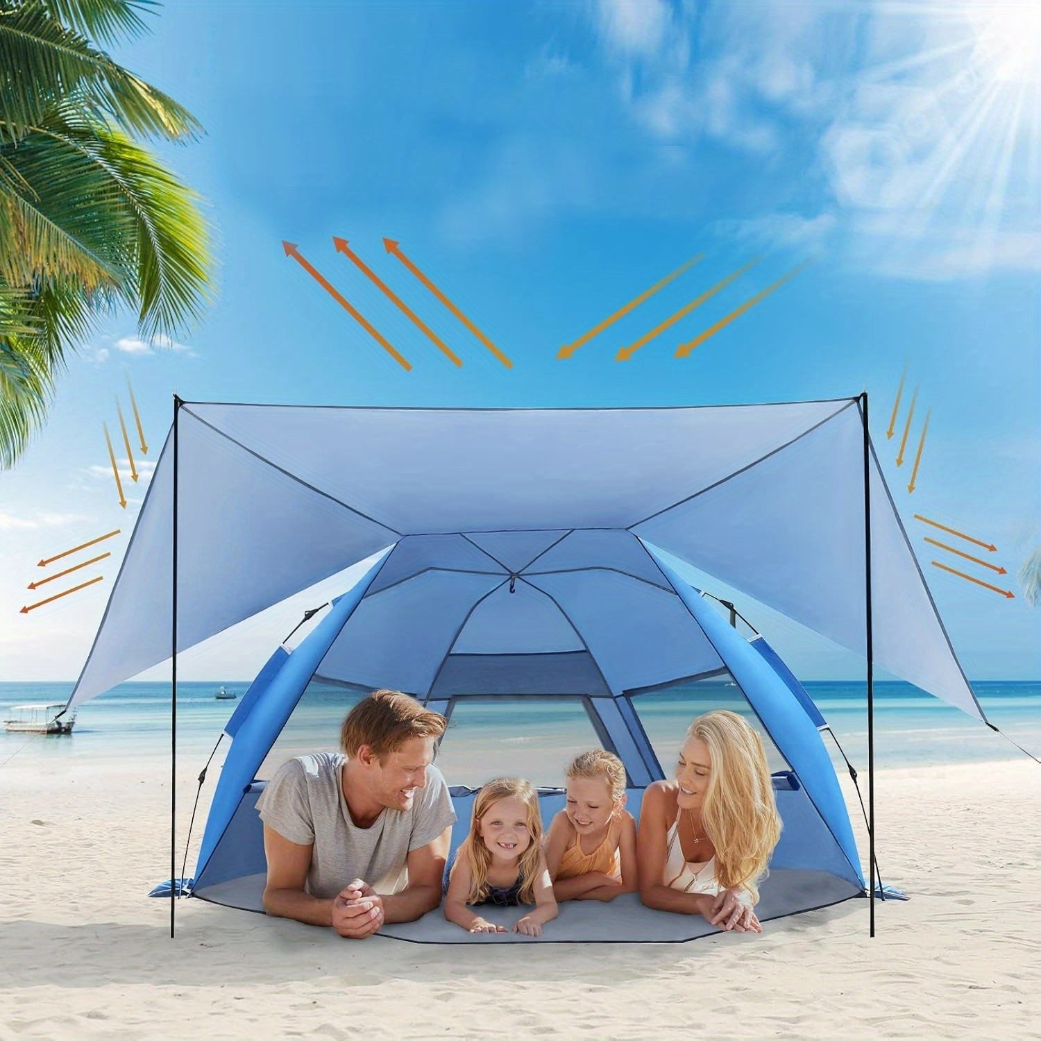 BreezeShield Beach Tent – Lightweight and Spacious for 4-6 People