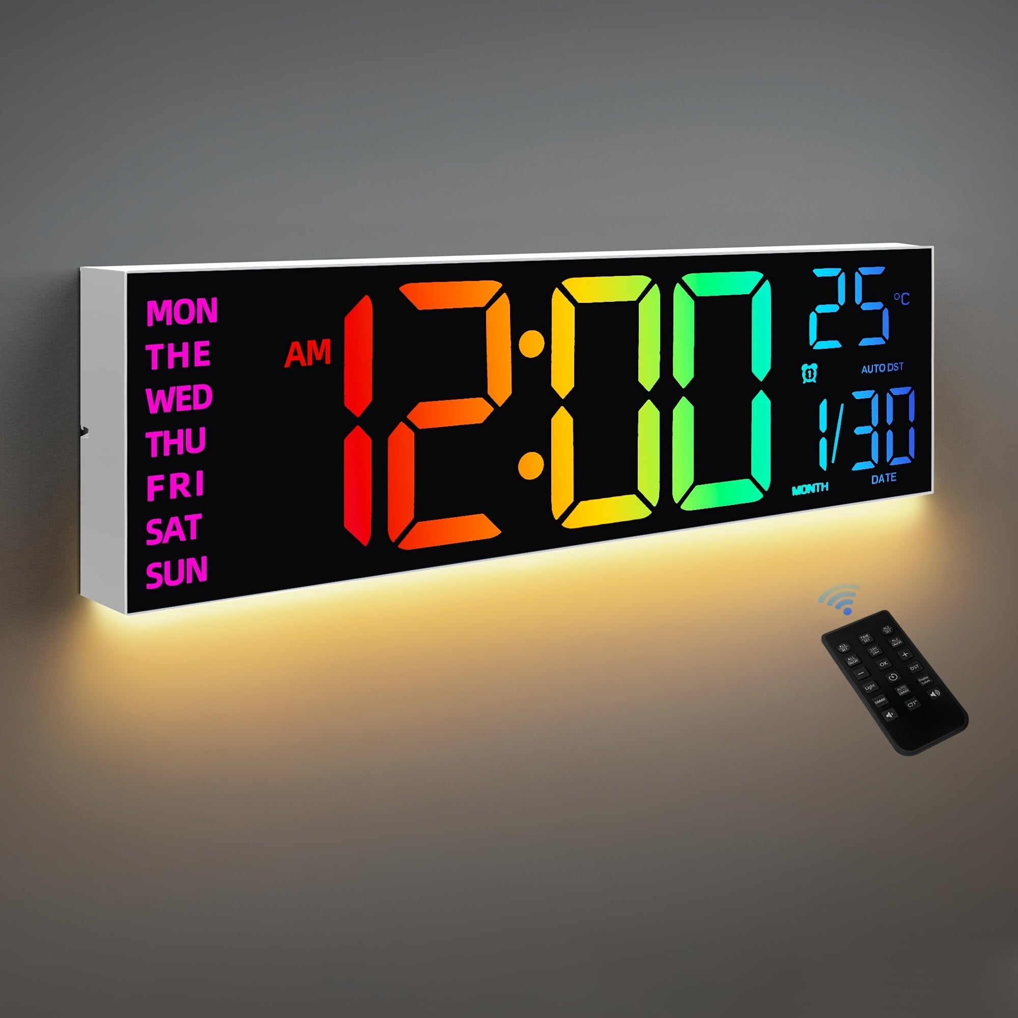 LumiWall Digital Wall Clock – Large, Colourful and Easy to Read