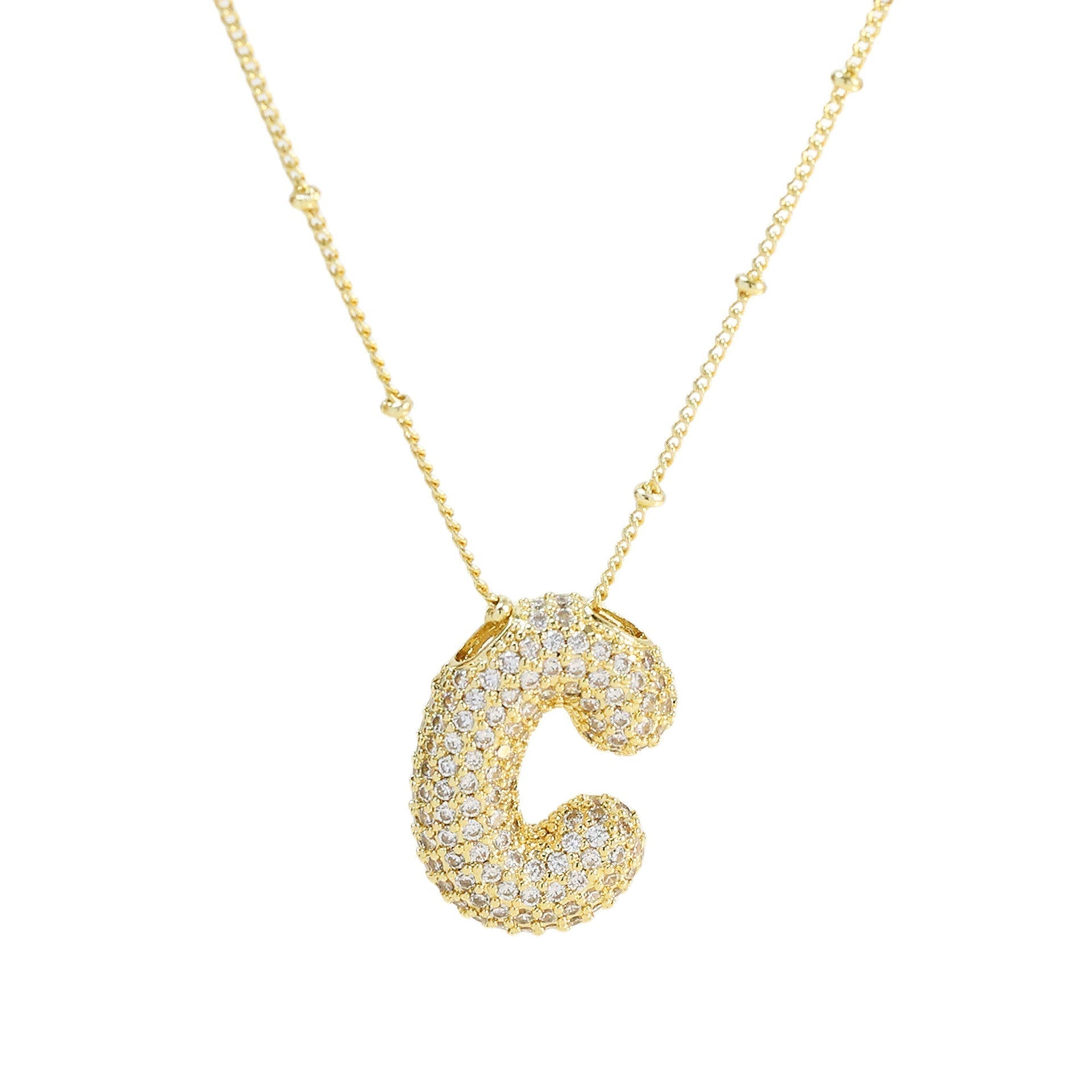 Ladies' Necklace – Initial Pendant – Sparkling Stones – Refined Chain Necklace – Statement Jewellery