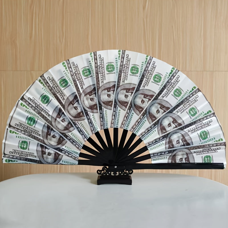 Large Money Print Folding Fan – Ideal for Festivals and Parties