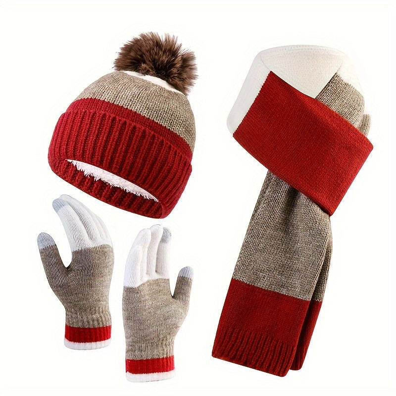 Trendy Winter Set - Beanie, Scarf and Gloves for Cold Days