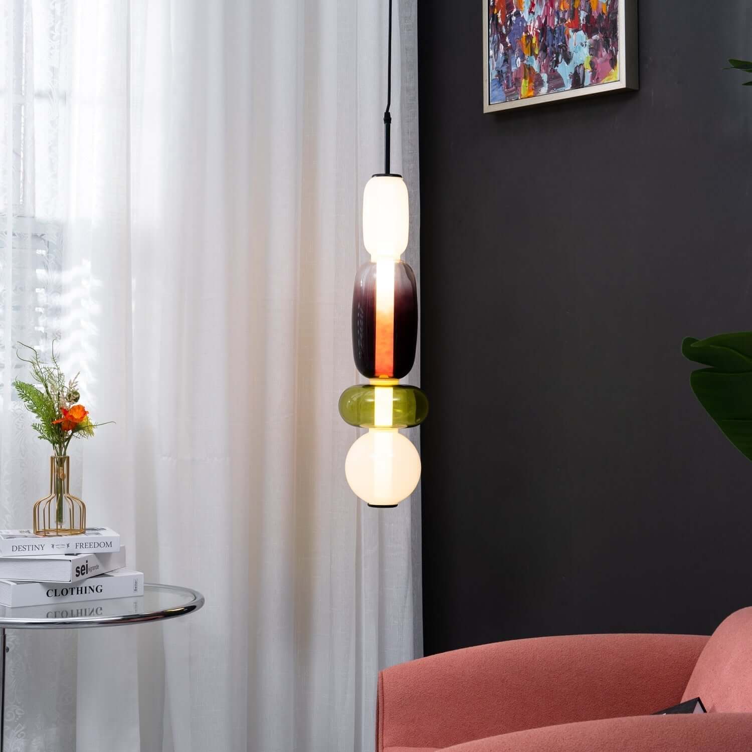Modern Pendant Light with Coloured Glass