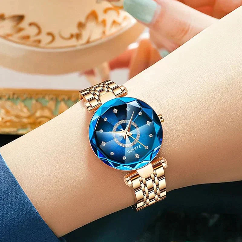 Waterproof Ladies' Watch with Starry Diamond Dial