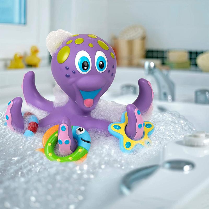 Children's Octopus Bath Toy with 5 Rings