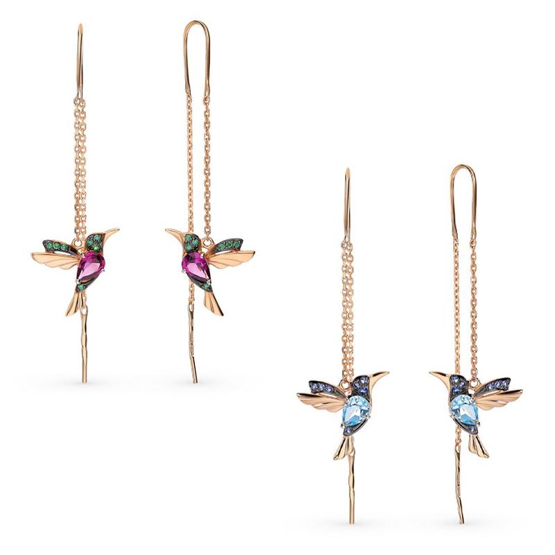 Sandsberg Elegant Hummingbird Rhinestone Stud Earrings