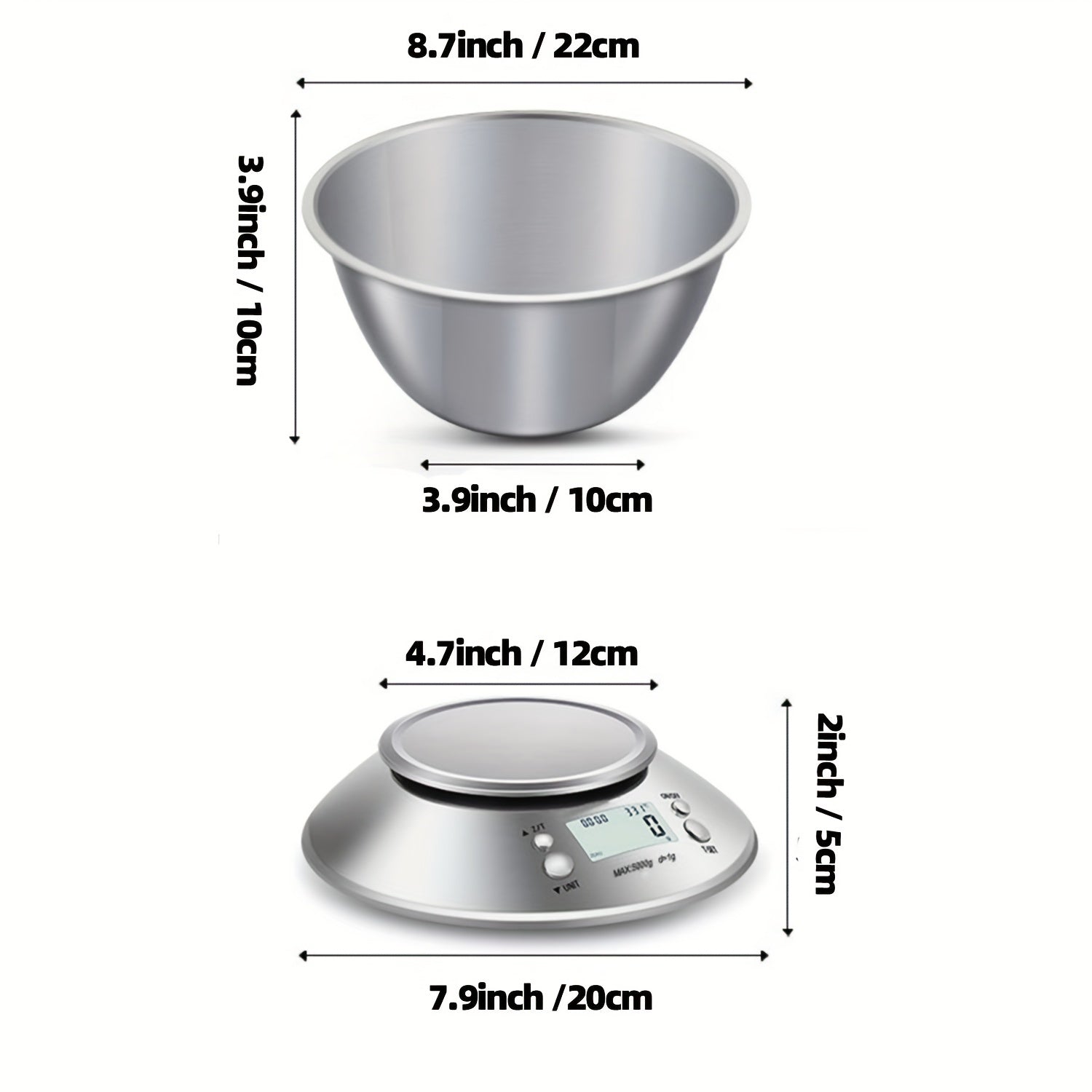 Digital Kitchen Scale with Stainless Steel Bowl – Precision with Temperature Sensor and Timer Function for Baking and Cooking