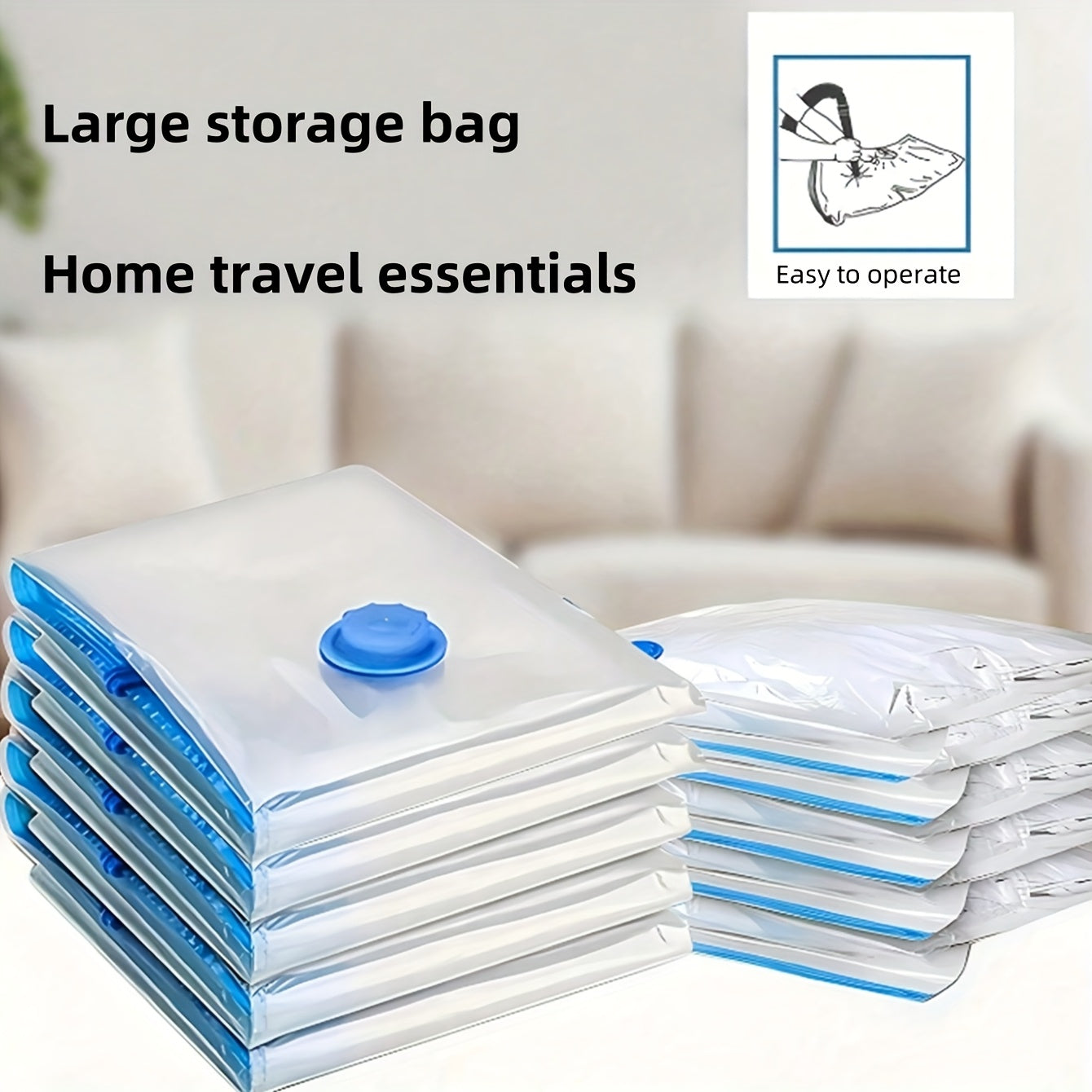 Set of Extra Large Vacuum Storage Bags – Reusable, Waterproof and Space-Saving
