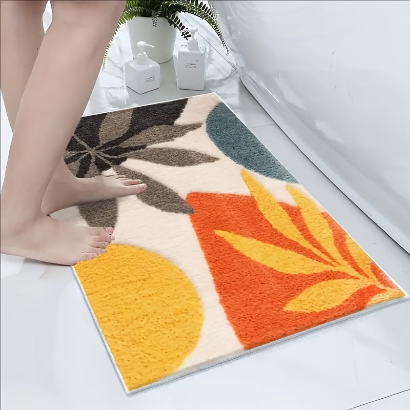 Abstract Geometric Bath Mat – Absorbent and Soft for Bathroom or Kitchen