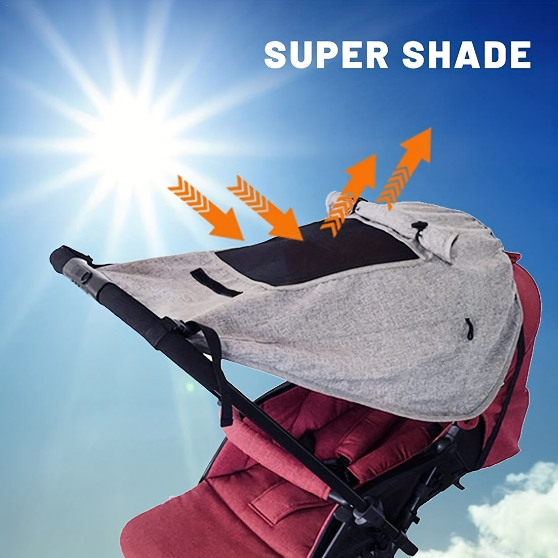 Foldable Sunshade for Pushchair – UV Protection and Flexible Straps for Perfect Coverage