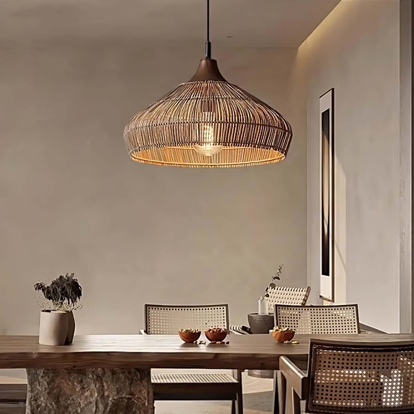 Rattan Pendant Lamp - Bohemian Style Pendant Light