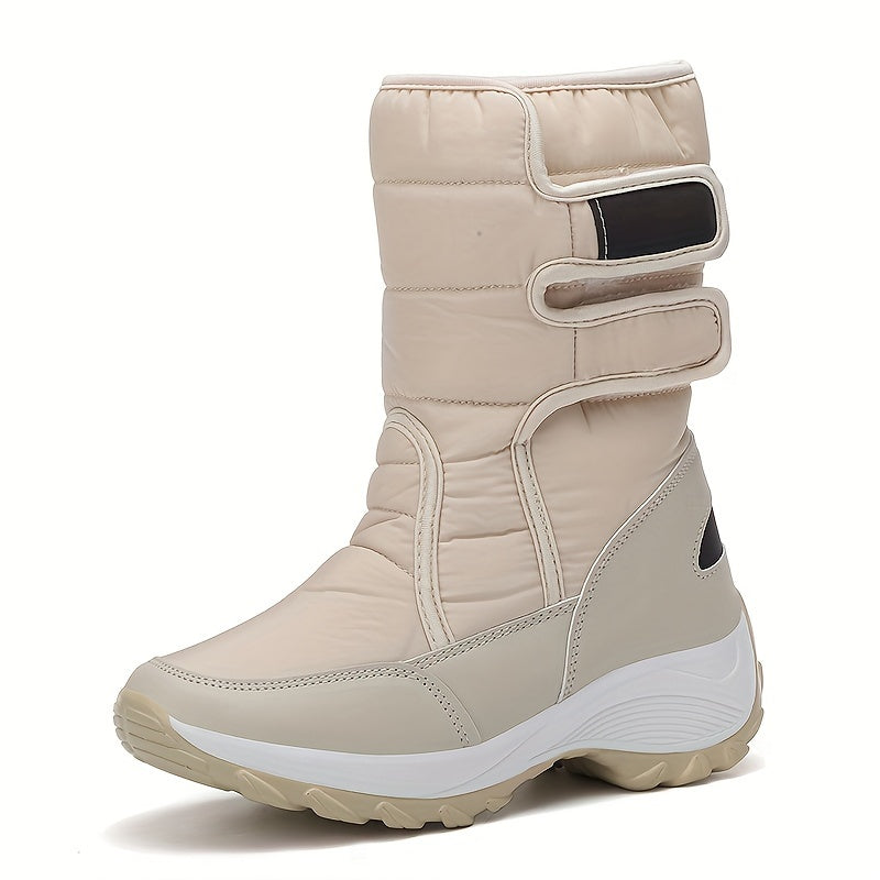 Ladies Mid-Cut Snow Boots – Warm Winter Boots with Anti-Slip Sole and Velcro Closure