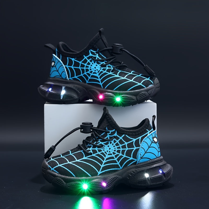 SpiderWeb LED Sneakers - Dazzling Adventures for Kids