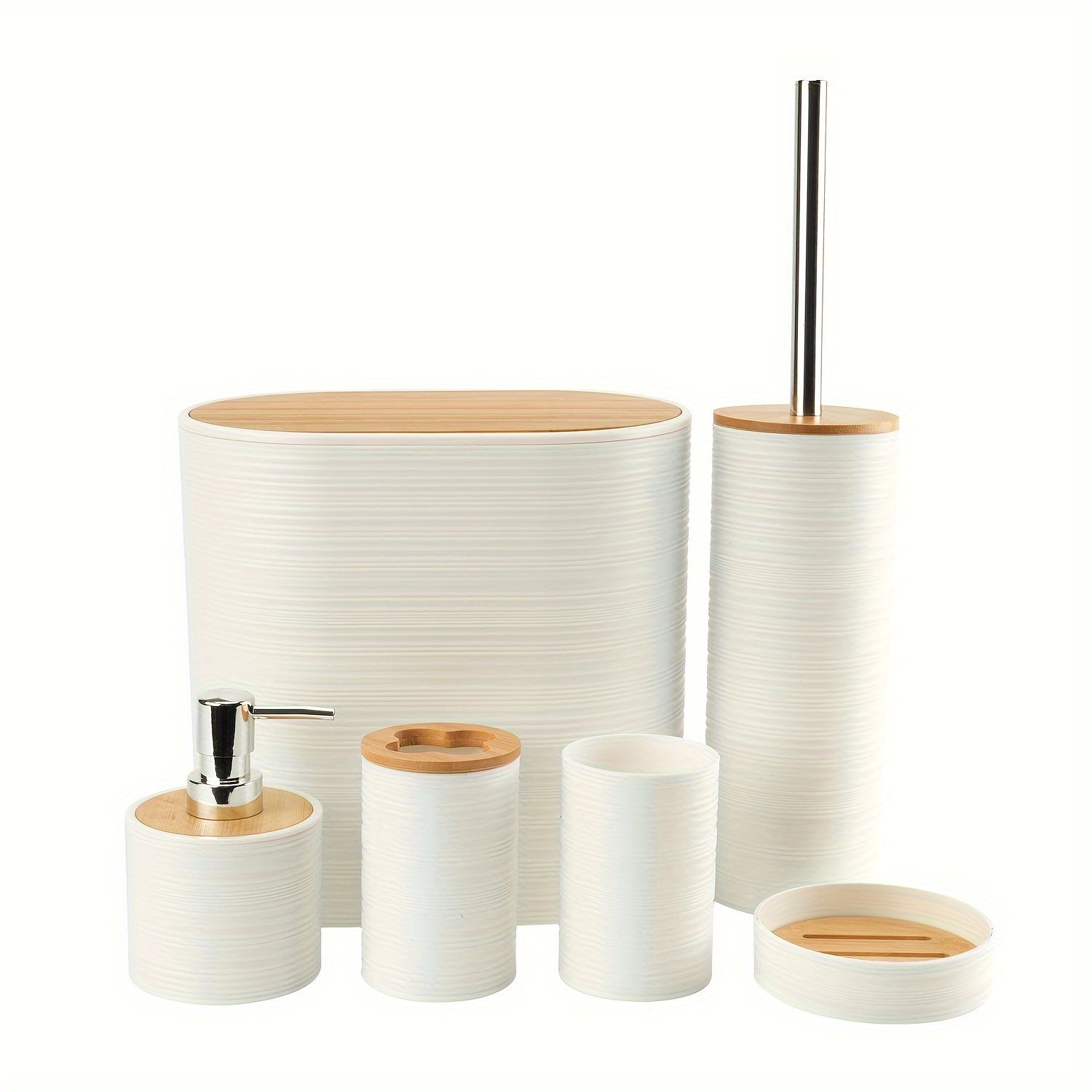 Modern Bathroom Set with Bamboo Accents – Organised and Elegant in One