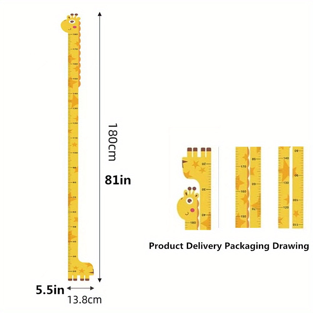 Cute Giraffe Growth Chart Sticker for Children - Easy to Apply and with Colourful Tail