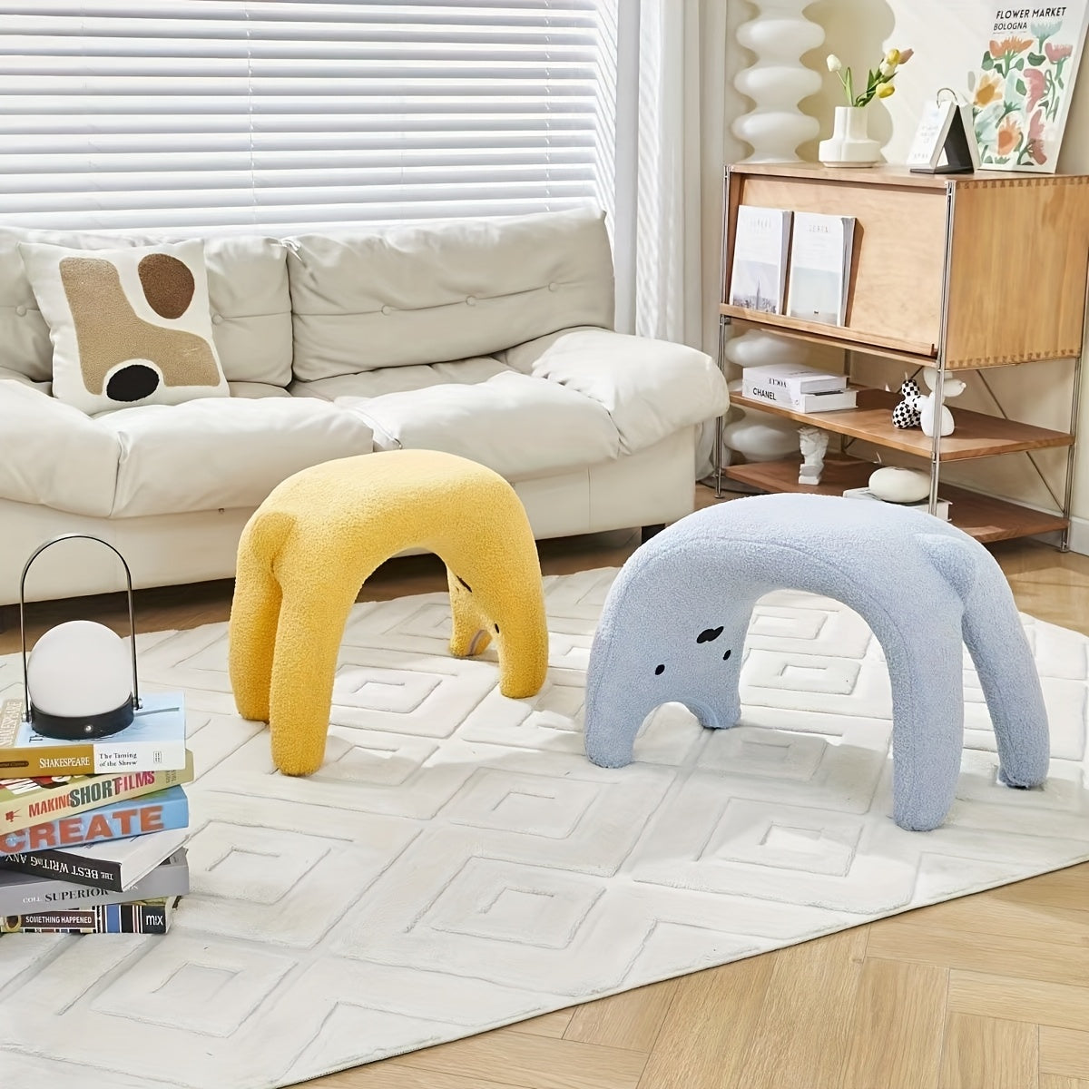 Cat-Shaped Plush Pouf – Cozy and Functional Design
