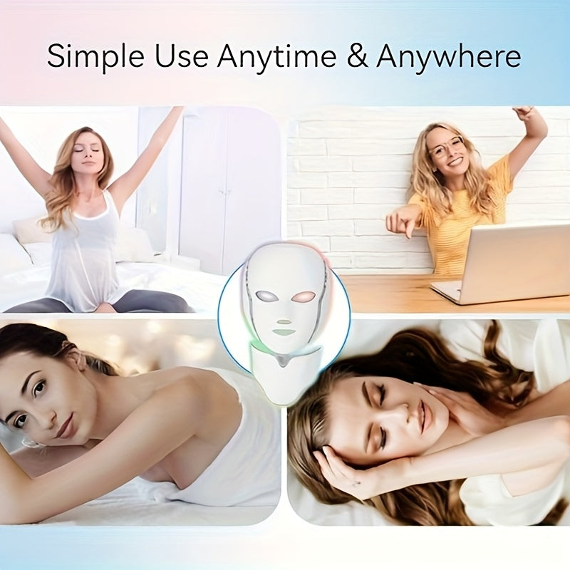 7-Colour LED Face and Neck Mask – USB Rechargeable Skincare Device