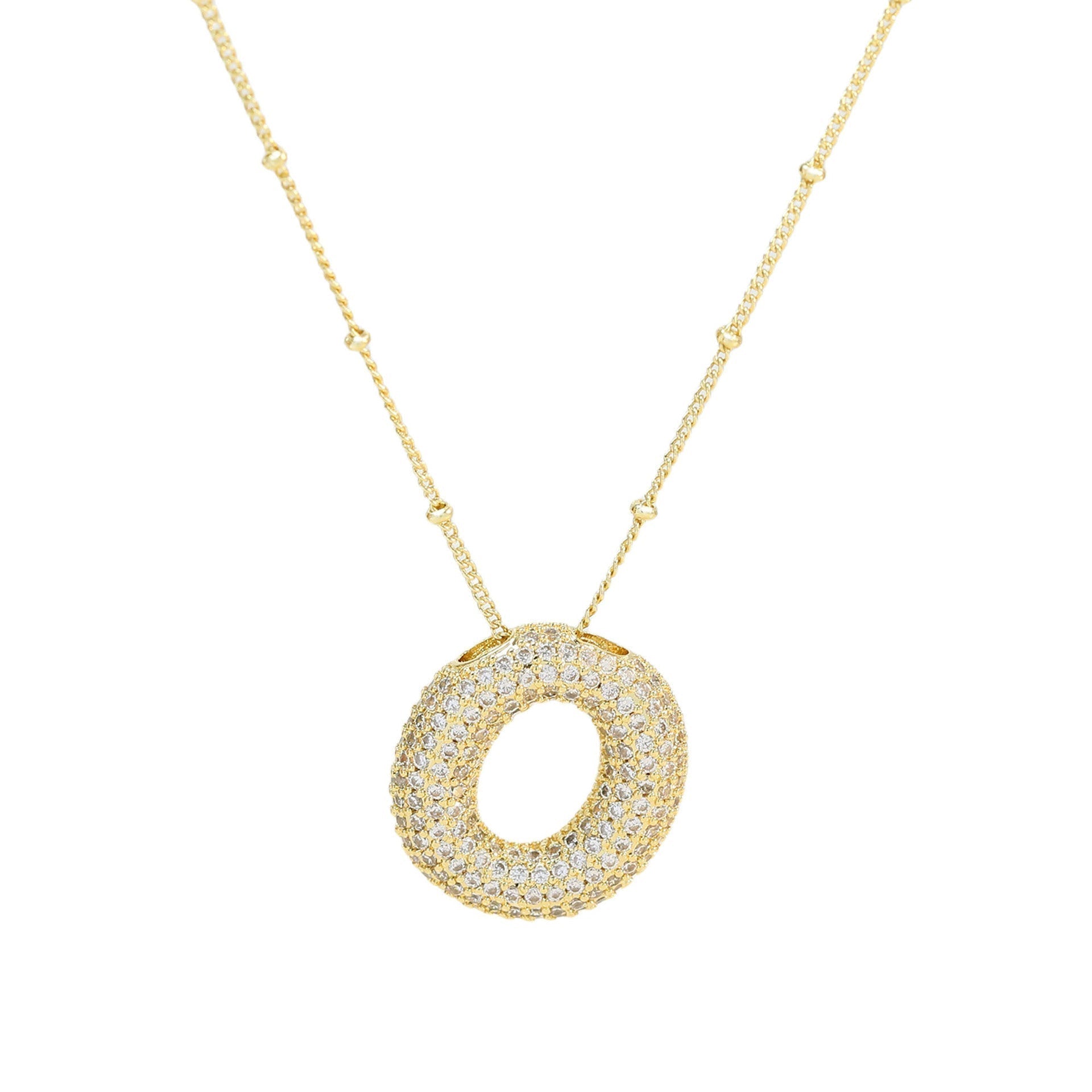 Ladies' Necklace – Initial Pendant – Sparkling Stones – Refined Chain Necklace – Statement Jewellery