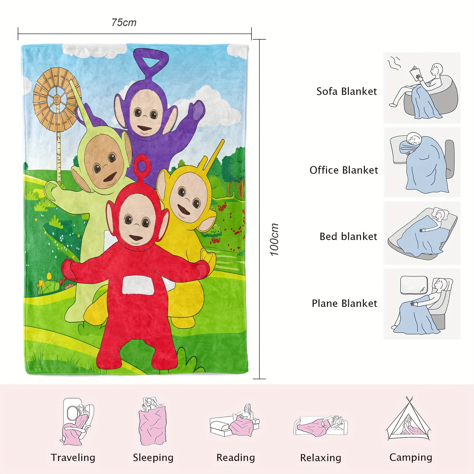 Teletubbies Blanket - For Children, Soft and Versatile