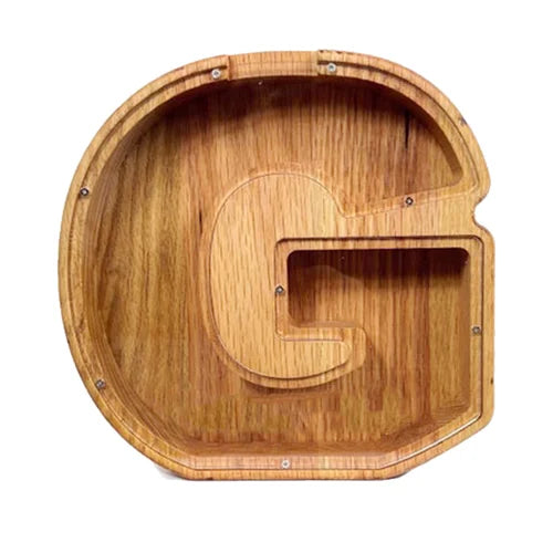 TreasureNest Coin Bank | Personalized wooden savings box in A-Z letter designs