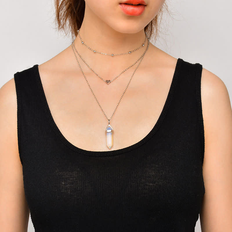 Natural Crystal Hexagon Gemstone Necklace – Aurora