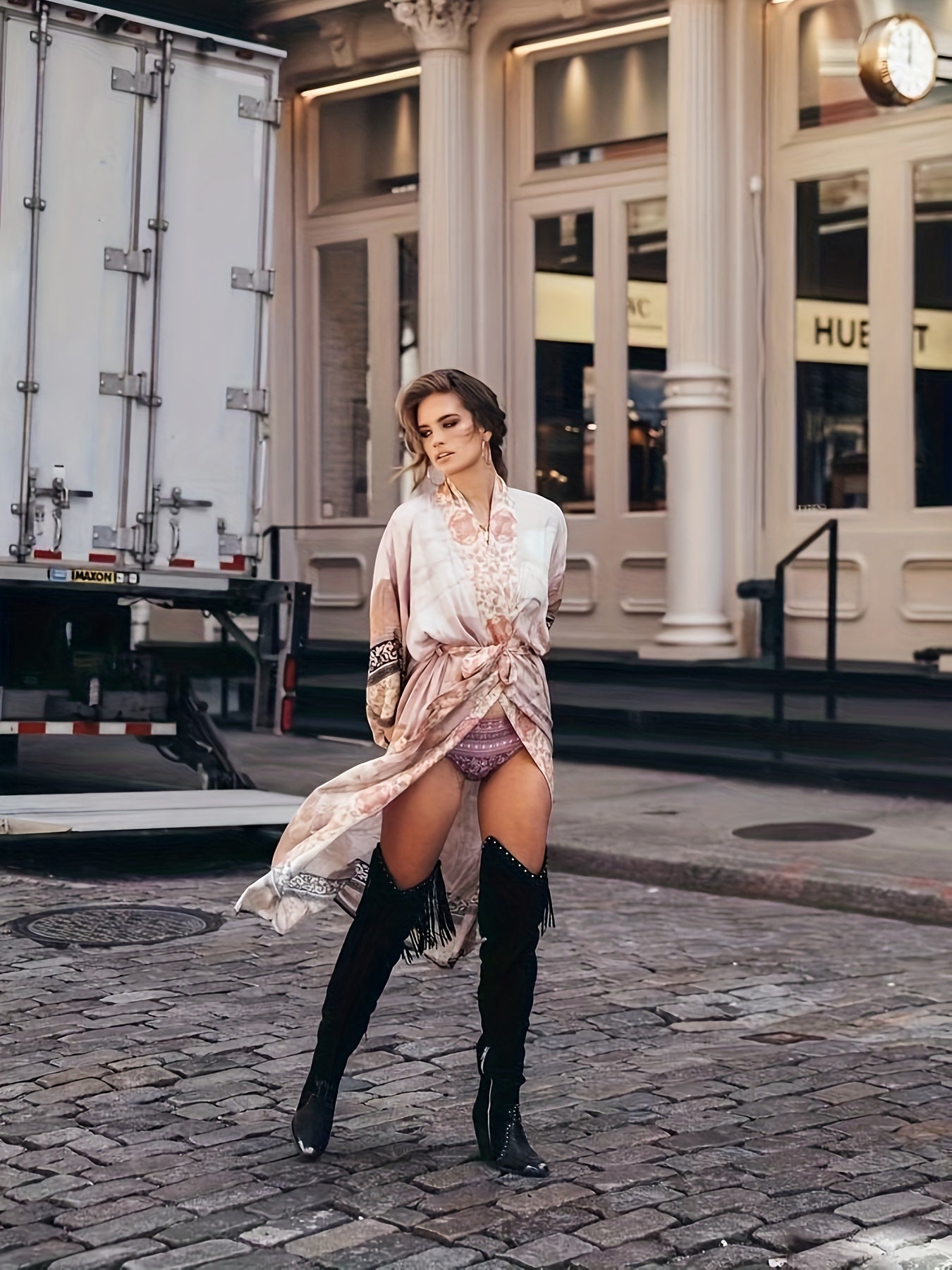 Barbara | Long kimono with floral print for women