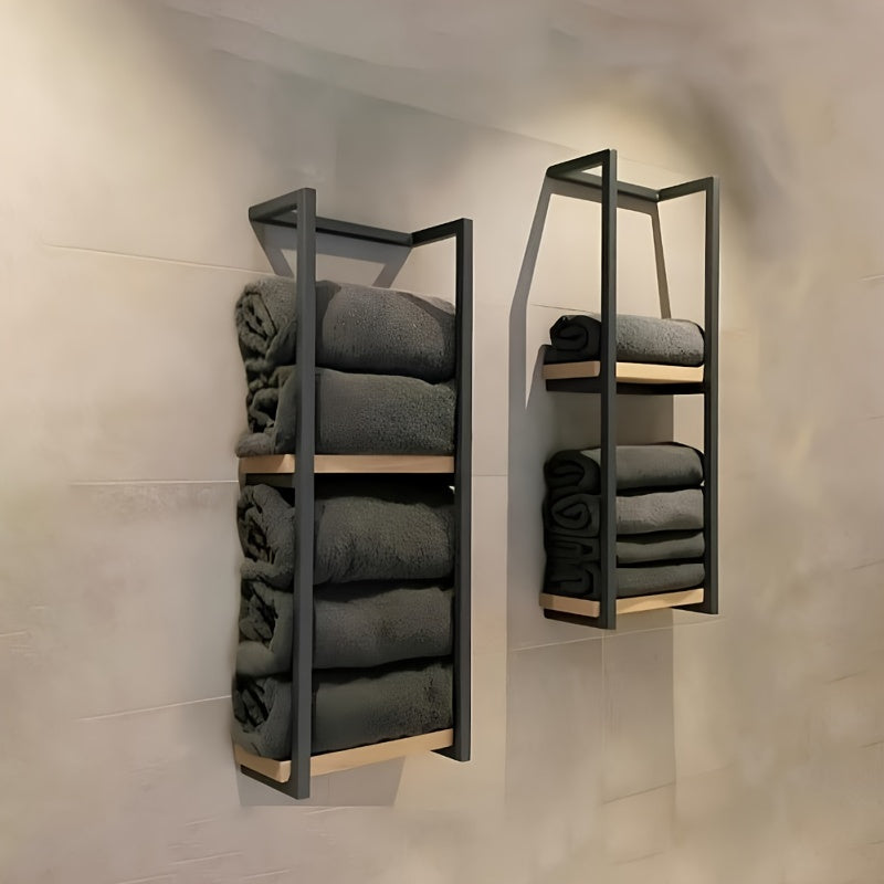 Industrial Towel Rack with Shelves – Elegant and Functional Wall Furniture
