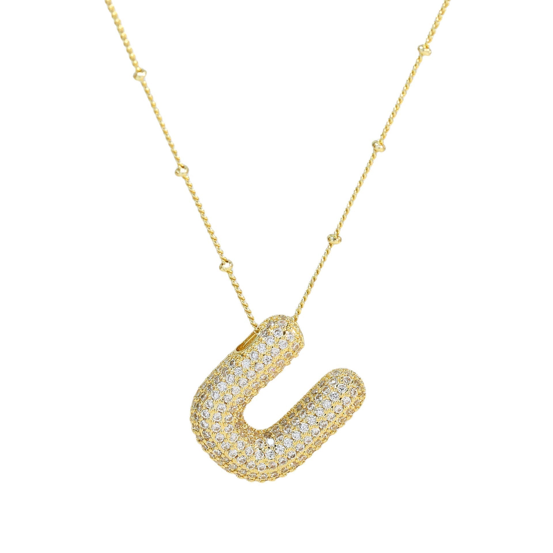 Ladies' Necklace – Initial Pendant – Sparkling Stones – Refined Chain Necklace – Statement Jewellery