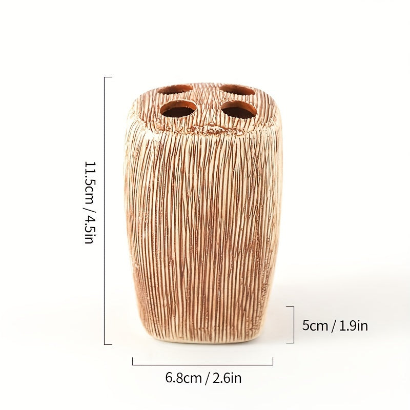 Wood Grain Style Ceramic Bathroom Set – Luxurious Accessories for a Natural Touch in Your Bathroom