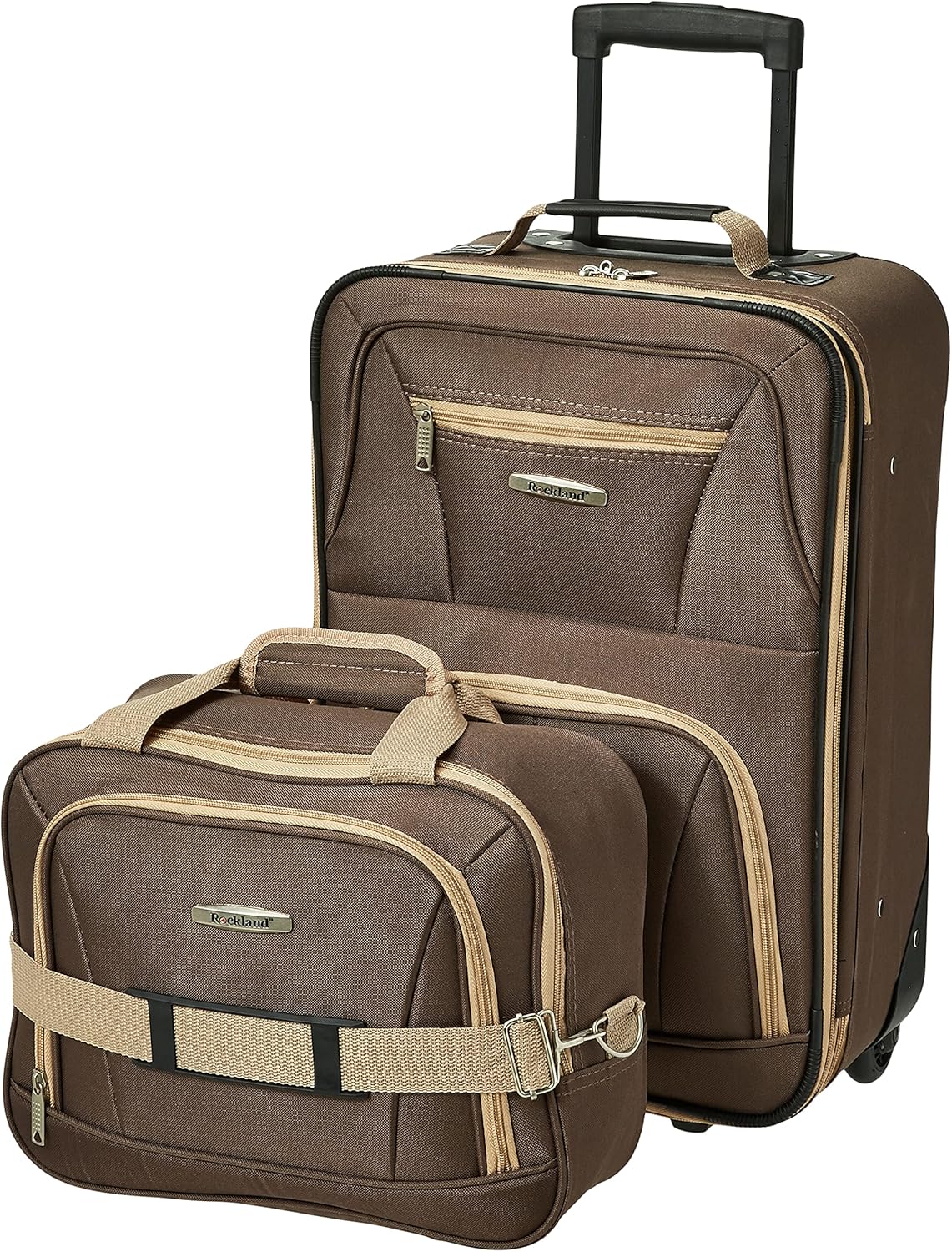 2-Piece Softside Upright Luggage Set with Cabin Bag & Smooth-Running Wheels