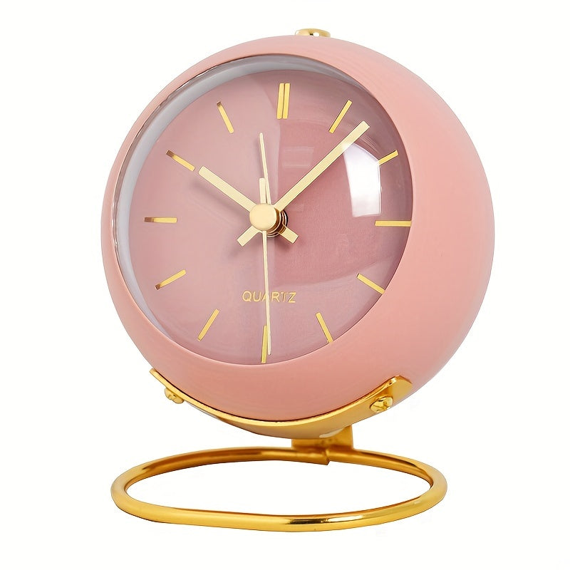 Nordic Silent Desk Clock – Luminous Hands & Metal Frame