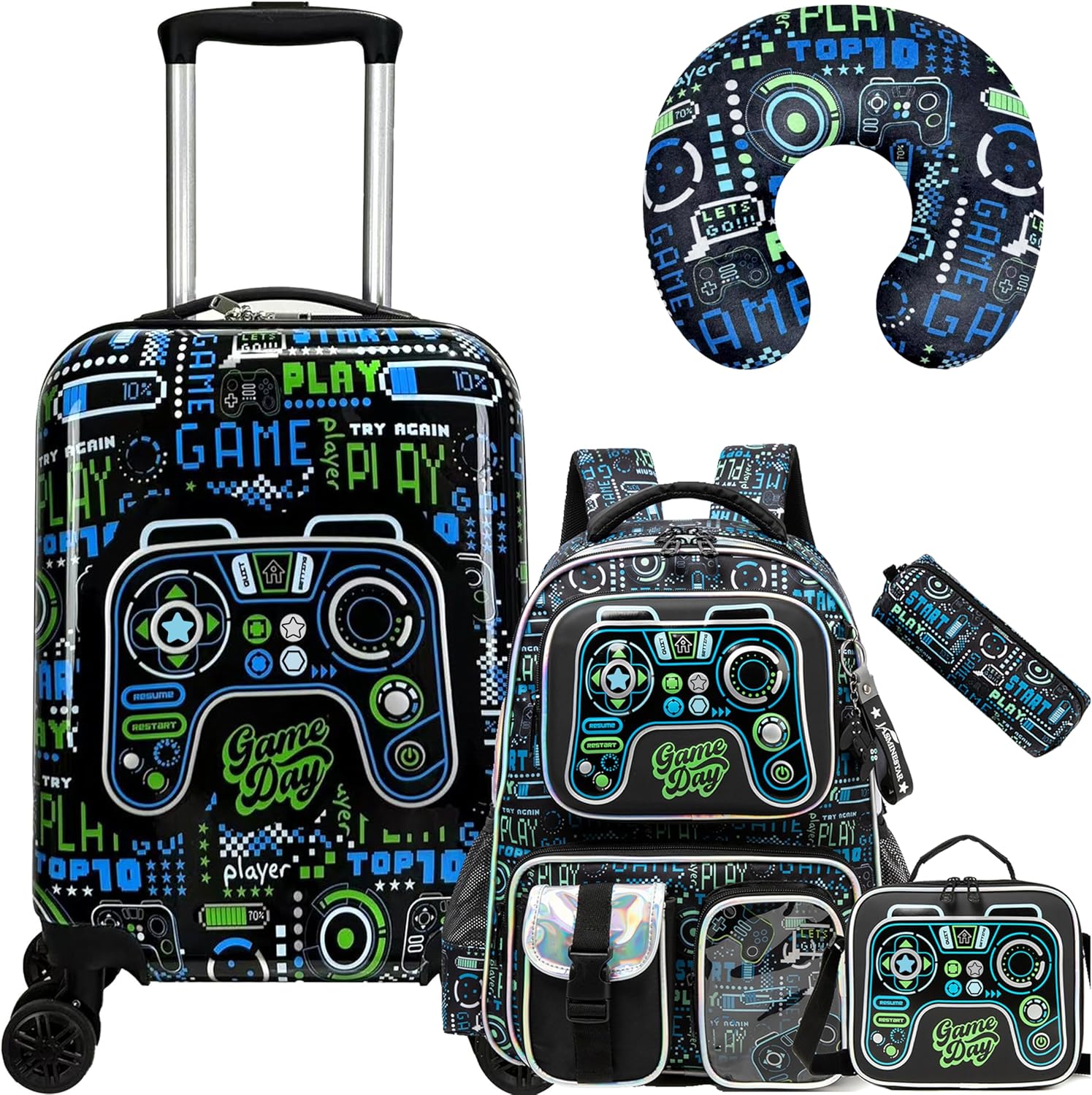 Kids' Hard Shell Cabin Luggage Set with Spinner Wheels – 40 cm