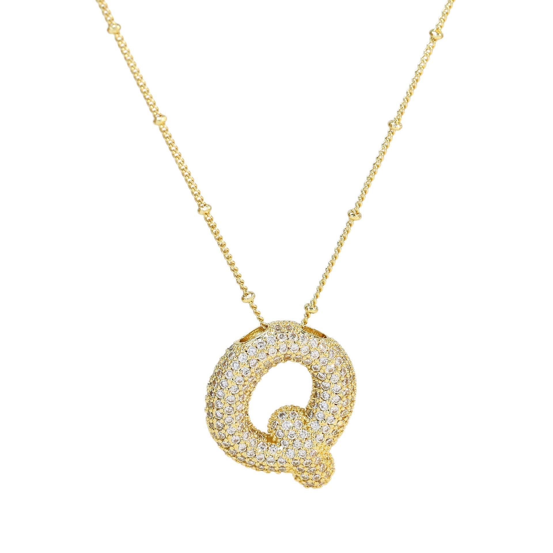 Ladies' Necklace – Initial Pendant – Sparkling Stones – Refined Chain Necklace – Statement Jewellery