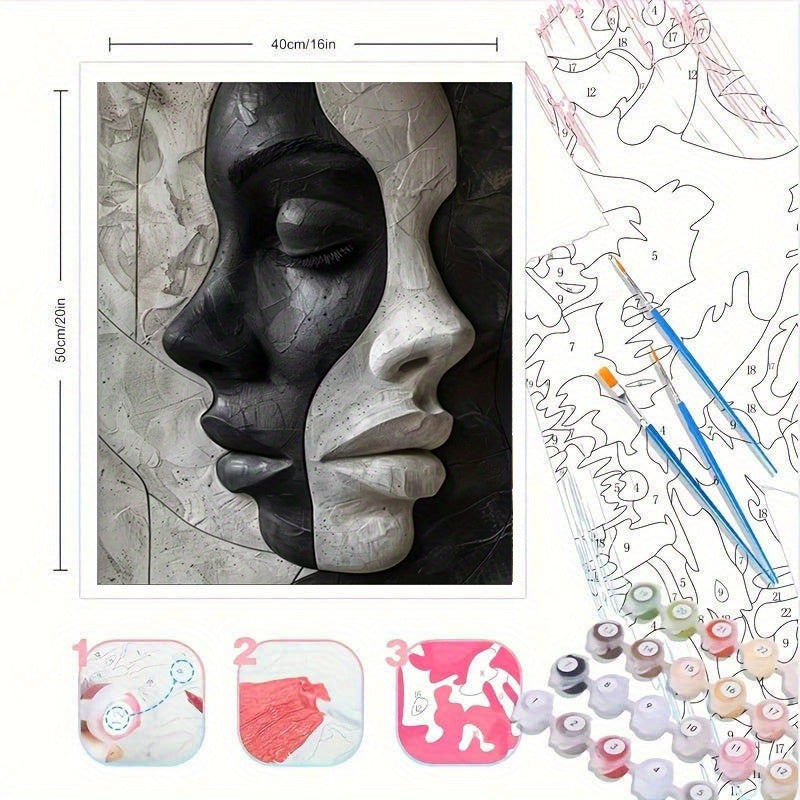 Abstract Female 3D Portrait – DIY Canvas Set for Art Lovers