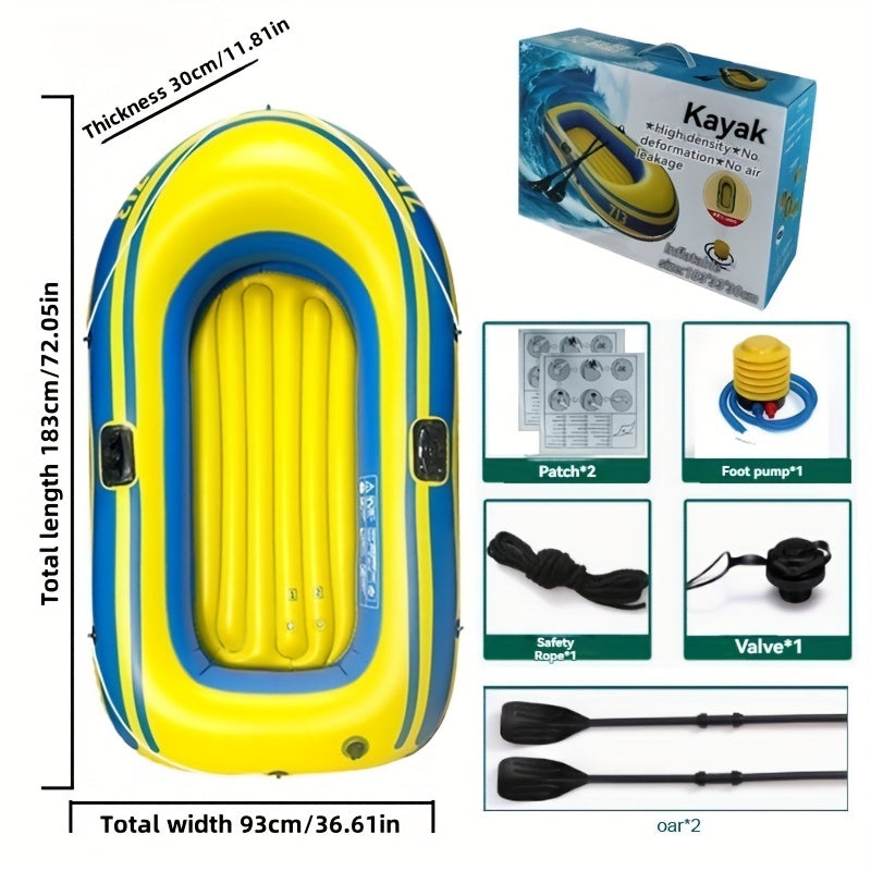 Inflatable Fishing Boat Set – Lightweight PVC Boat for 2 People with Paddles