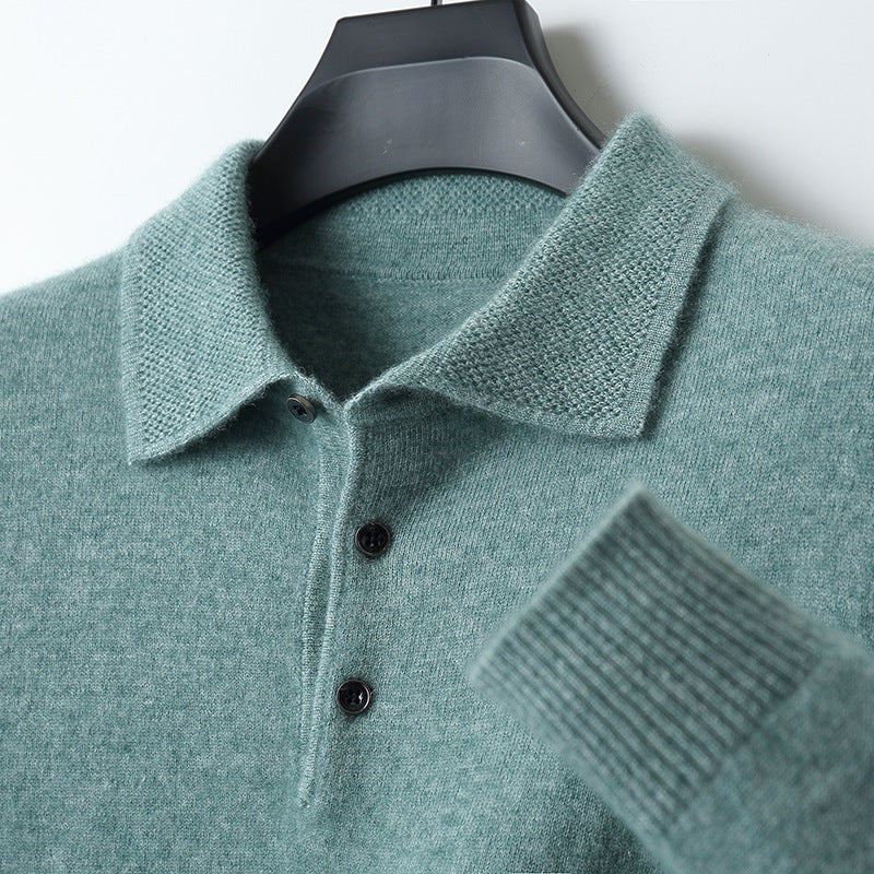 Meriwarm Longsleeve Polo | Men's Clothing | Luxury polo made from merino wool and cashmere for winter