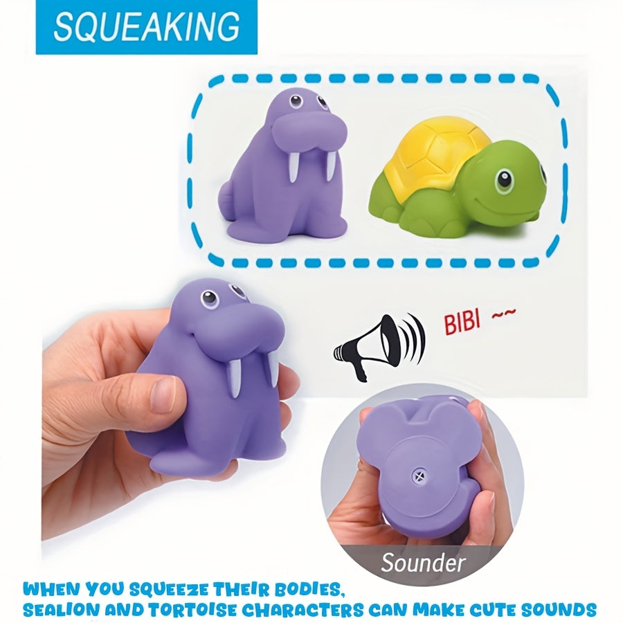 Bath Toy Set with Nets – Floating Sea Creatures and Water Sprayers