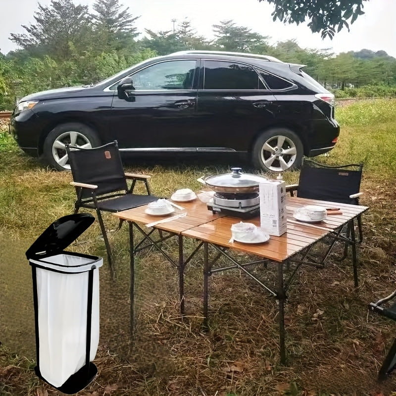 Adjustable Folding Bin Bag Holder – Three-Part Height Adjustable Stand for Home or Outdoor