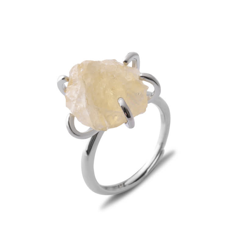 Six-Claw Adjustable Ring with Natural Crystal – Liora