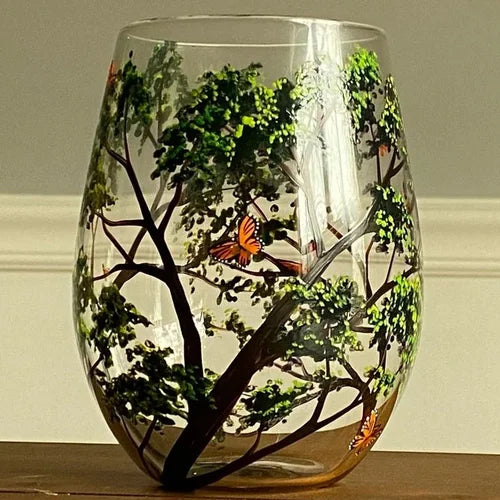 Sandsberg | Wine Glass Four Seasons Tree - Hand-Painted Art
