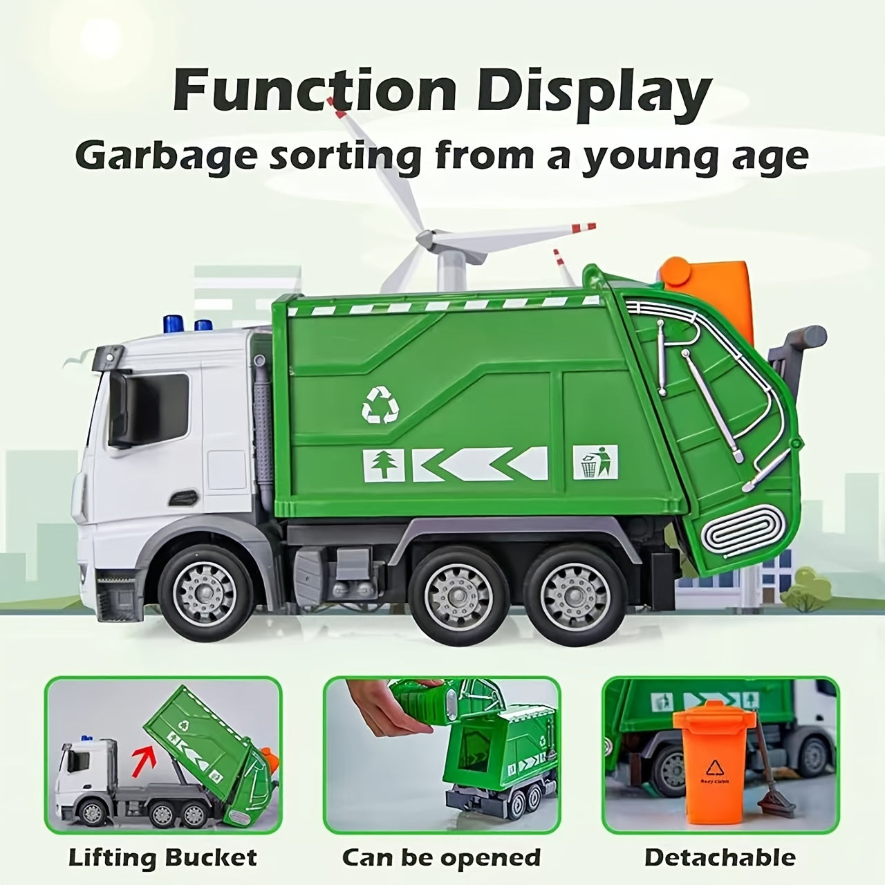 EcoTruck RC Rubbish Truck - Realistic Toy Vehicle with Light & Sound