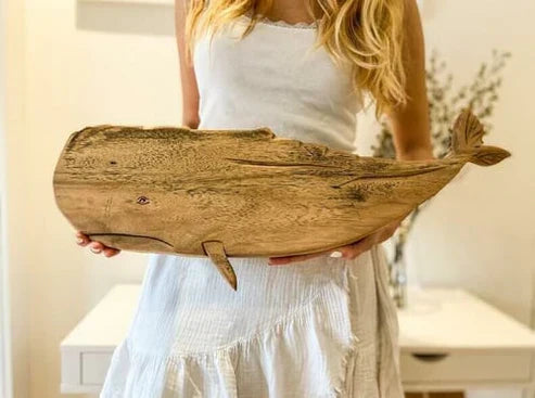 OceanHaven Pine Whale Wall Ornament | Elegant handcrafted maritime decor for modern homes