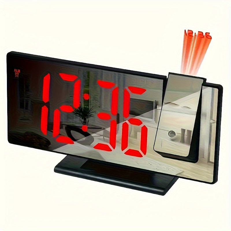 Digital Mirror Alarm Clock with Projection – Large LED Display and Multifunctional Alarm Feature