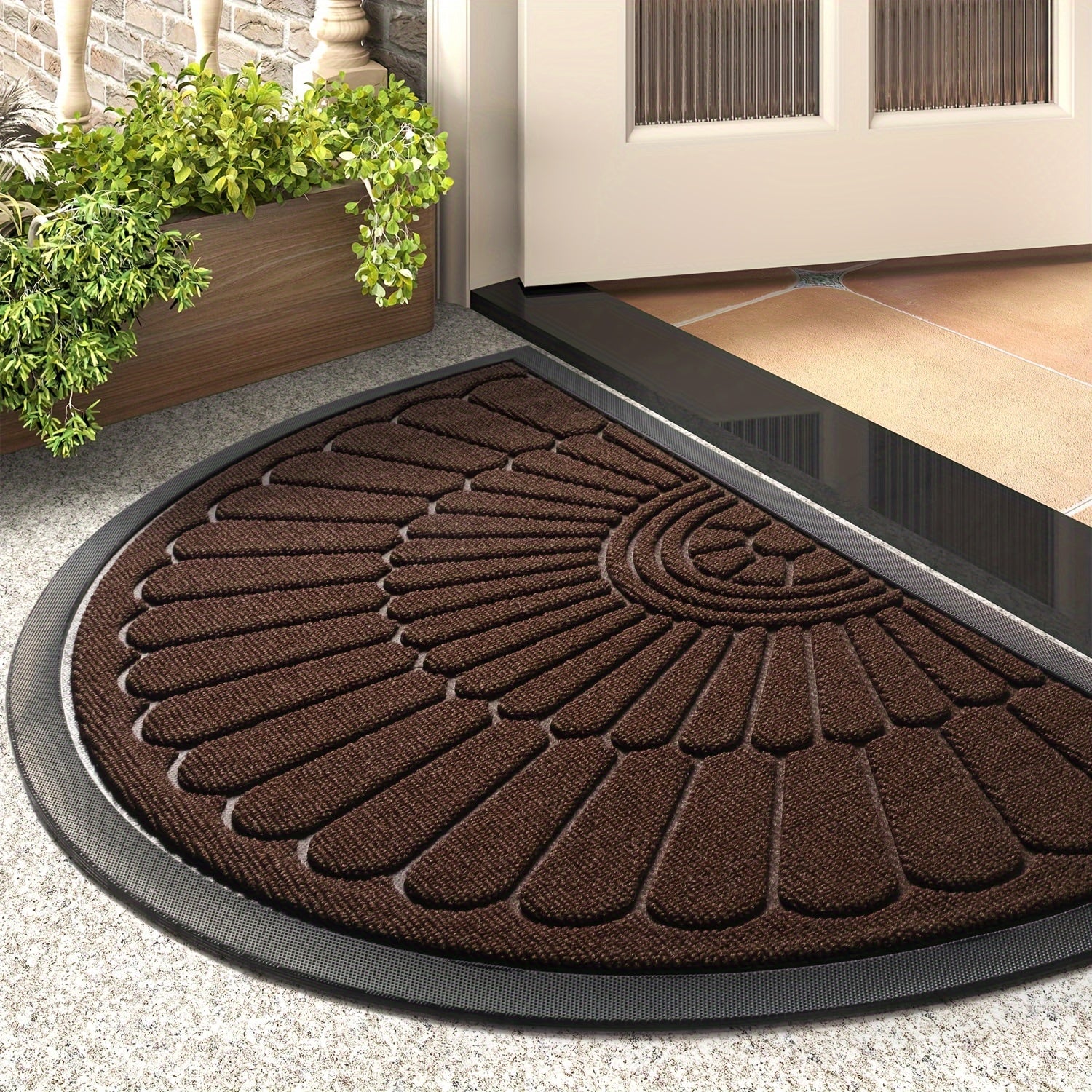 Sustainable Rubber Doormat - Half-Round Design for Outdoors and Indoors