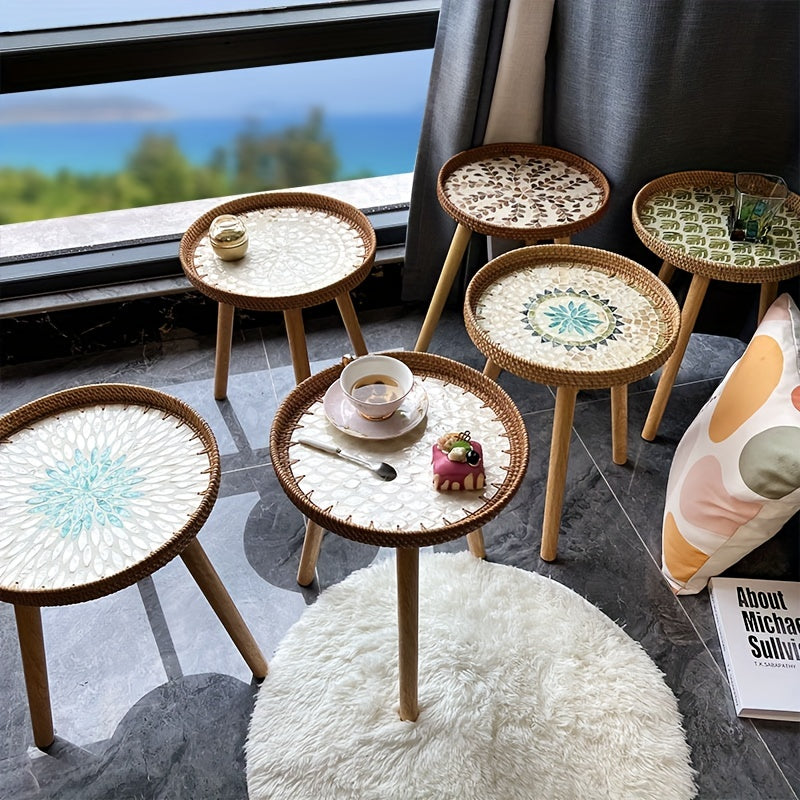 Scandinavian Rattan Side Table - Elin