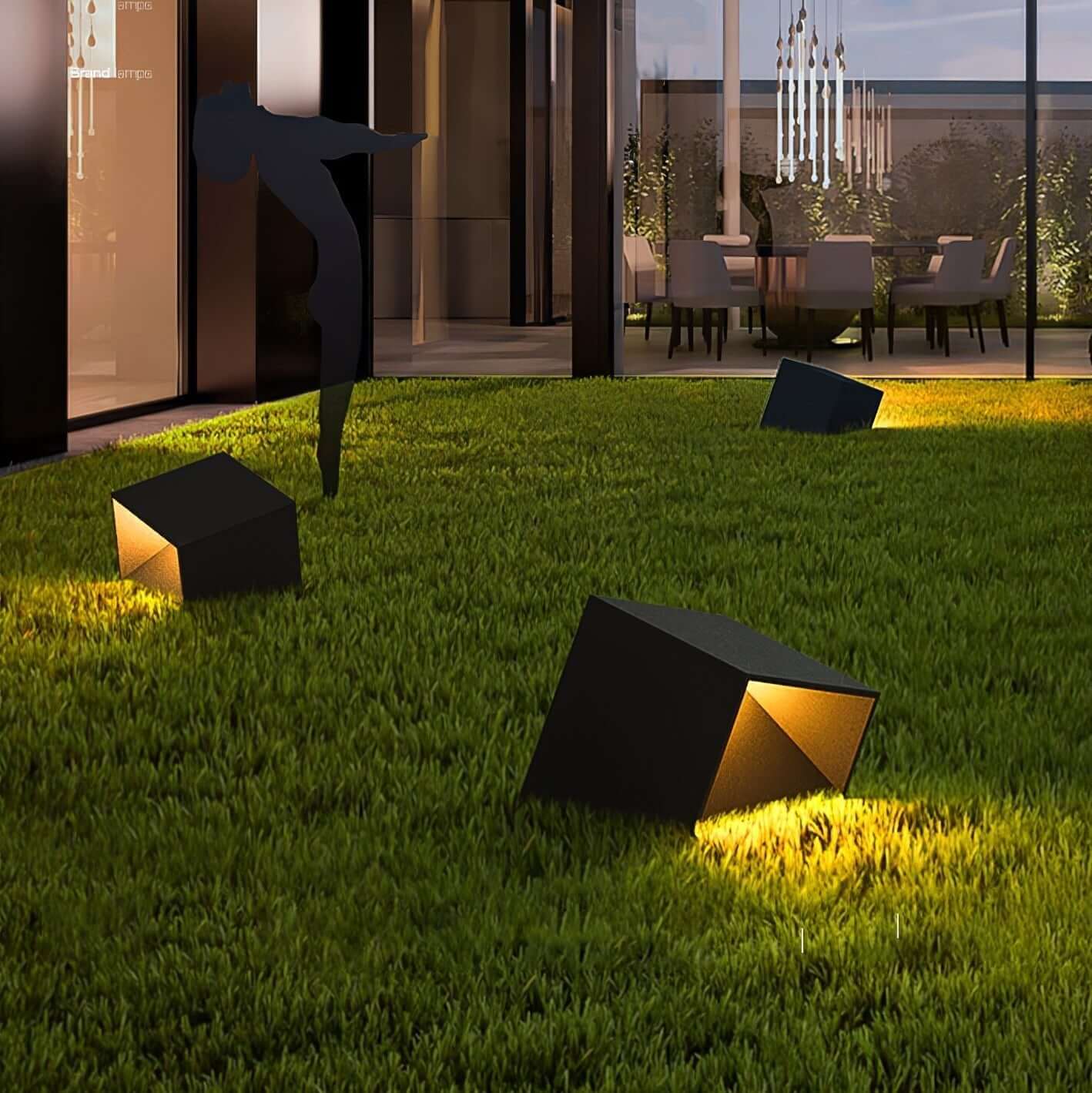 Cube-Shaped Solar Garden Lamp