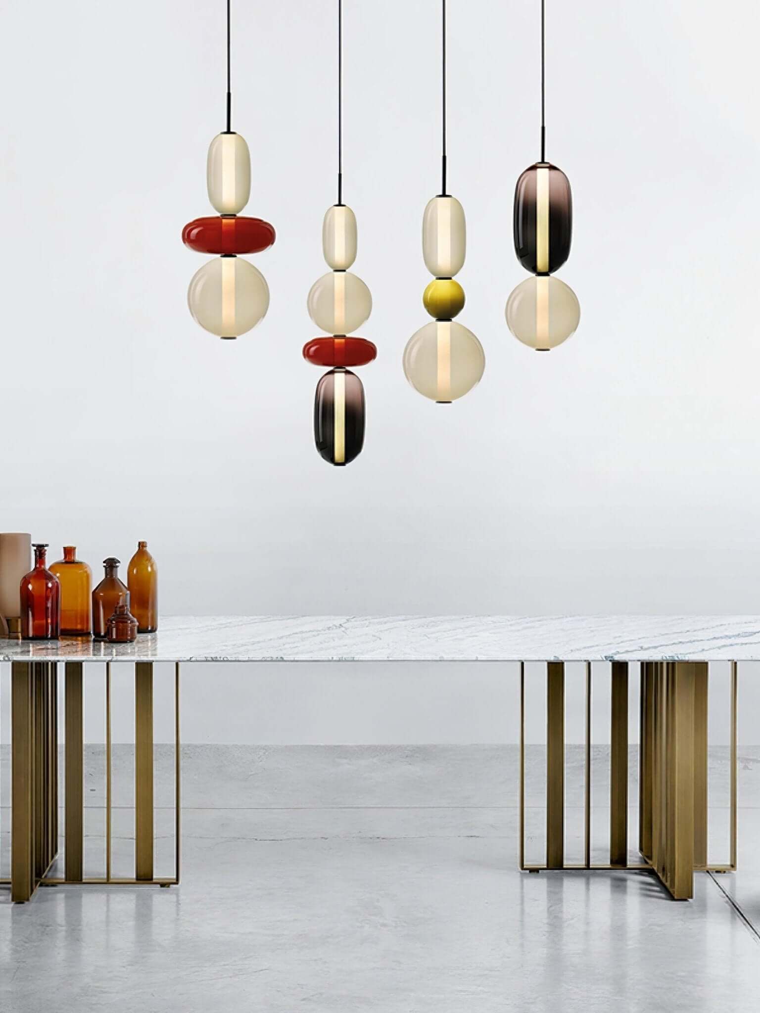 Modern Pendant Light with Coloured Glass