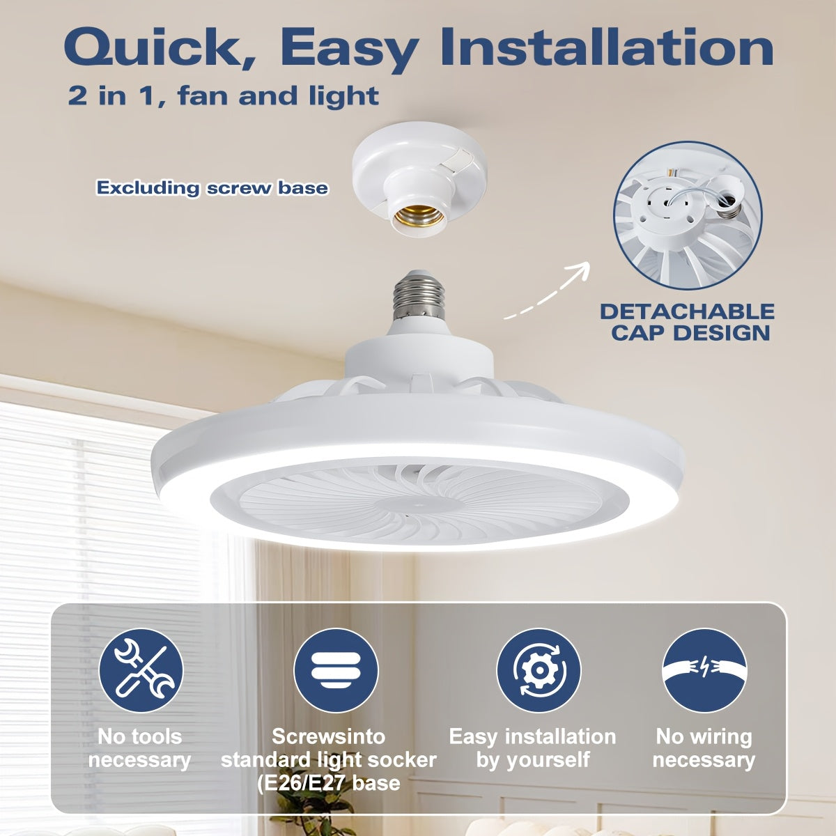 LED Slim Ceiling Fan Light – Dimmable and Quiet